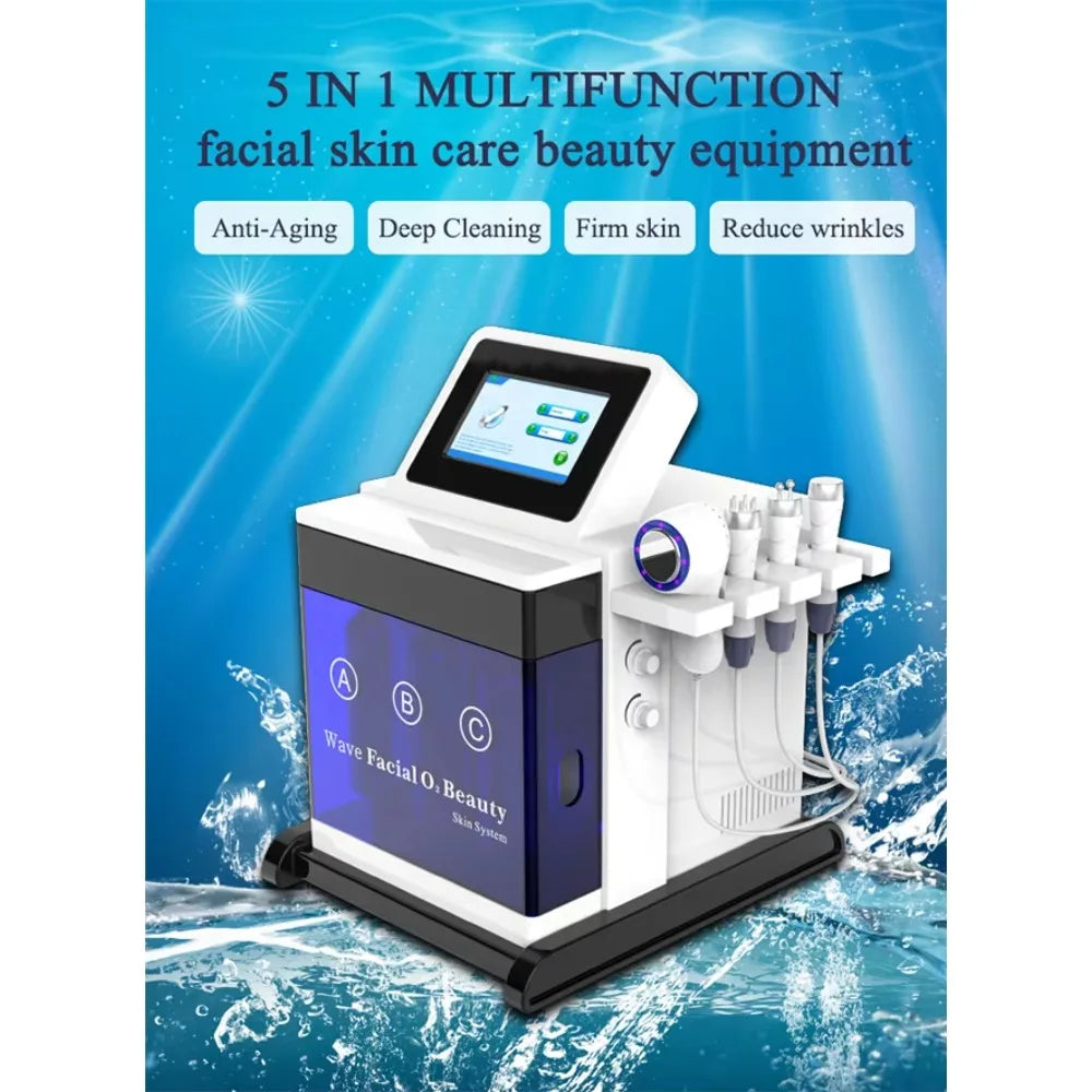 5 in 1 Desktop Hydro bubble Water Dermabrasion face cleanning BIO Microcurrent face care machine
