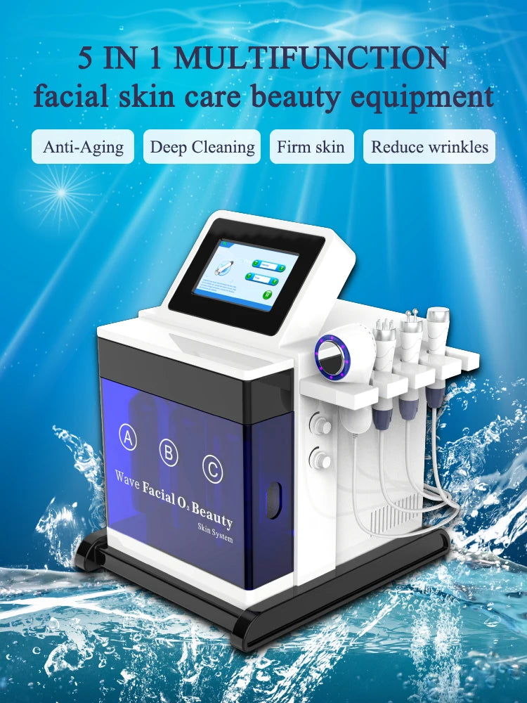 5 in 1 Desktop Hydro bubble Water Dermabrasion face cleanning BIO Microcurrent face care machine