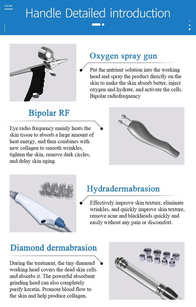 Skin Deep Cleaning 6 in 1 Oxygen Jet Small Bubble Hydrodermobrasion Hydra Skin Care Water Oxygen Jet Peel Machine With Led Mask