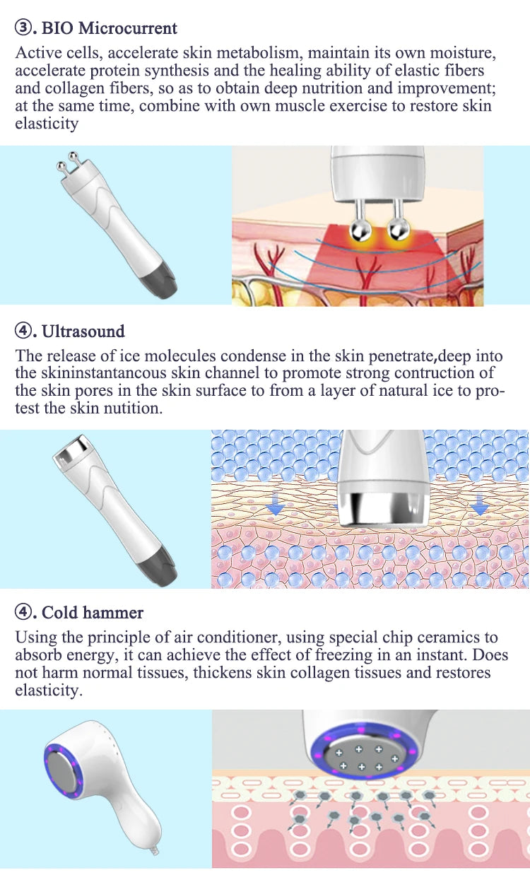 5 in 1 Desktop Hydro bubble Water Dermabrasion face cleanning BIO Microcurrent face care machine