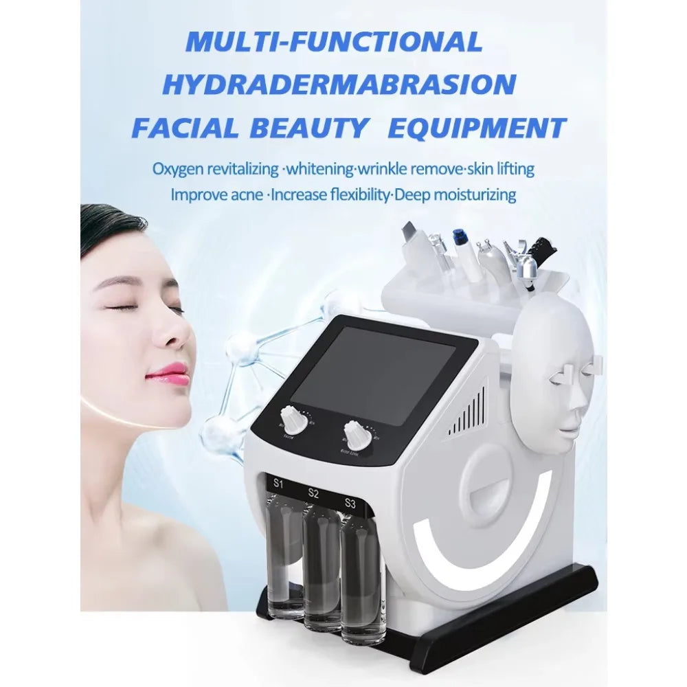 6 in1 PDT Mask Hydra Dermabrasion Oxygen Bubble Face Cleanning Hydra Dermabrasion Awua Peel Jet Face Skin Care Machine