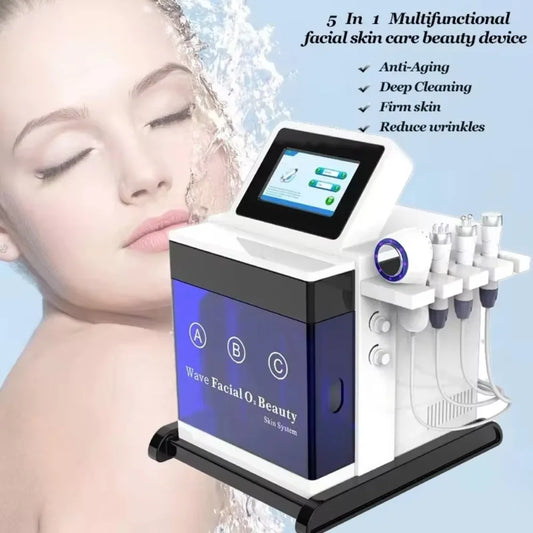 5 in 1 Desktop Hydro bubble Water Dermabrasion face cleanning BIO Microcurrent face care machine