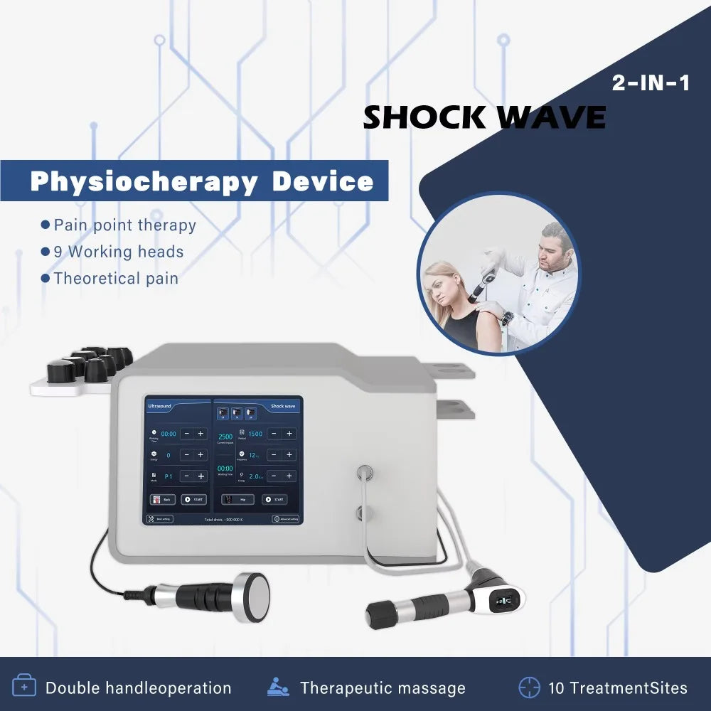 New Physiotherapy Equipment Vibration&Shockwave 2in1 Therapy  Focused Shockwave Ultrawave Physiotherapy Machine
