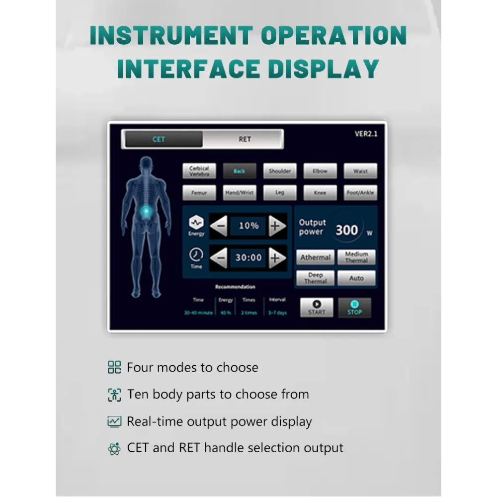 Cet Ret 448k Indib Tecar Therapy 448k Tecar Therapy Diathermy Machine CET RET Body Pain Relief Sport Injury