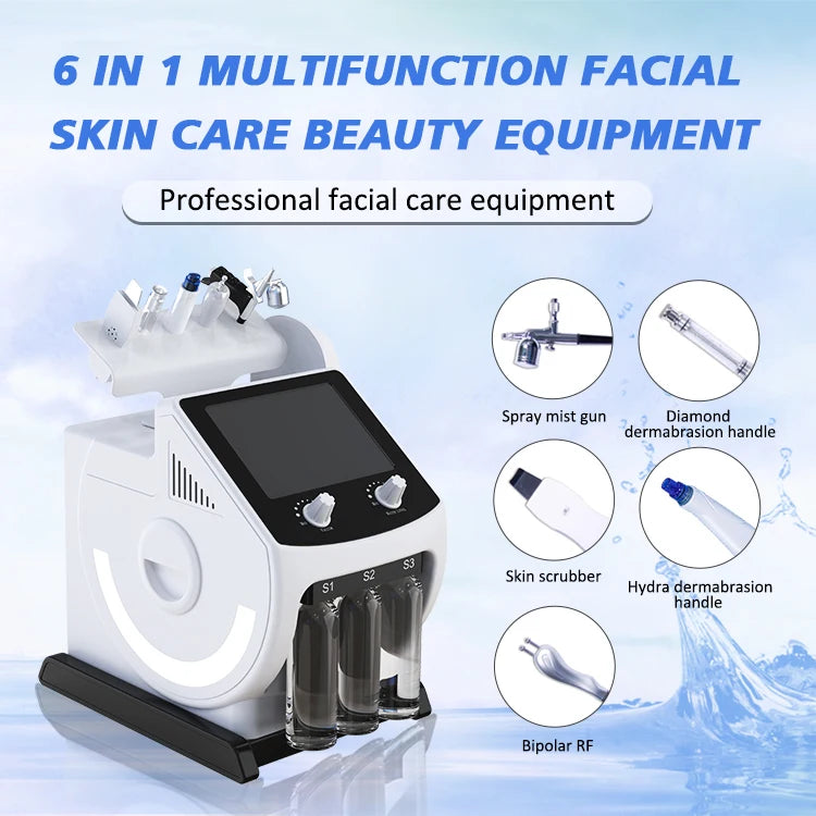 6 in1 PDT Mask Hydra Dermabrasion Oxygen Bubble Face Cleanning Hydra Dermabrasion Awua Peel Jet Face Skin Care Machine