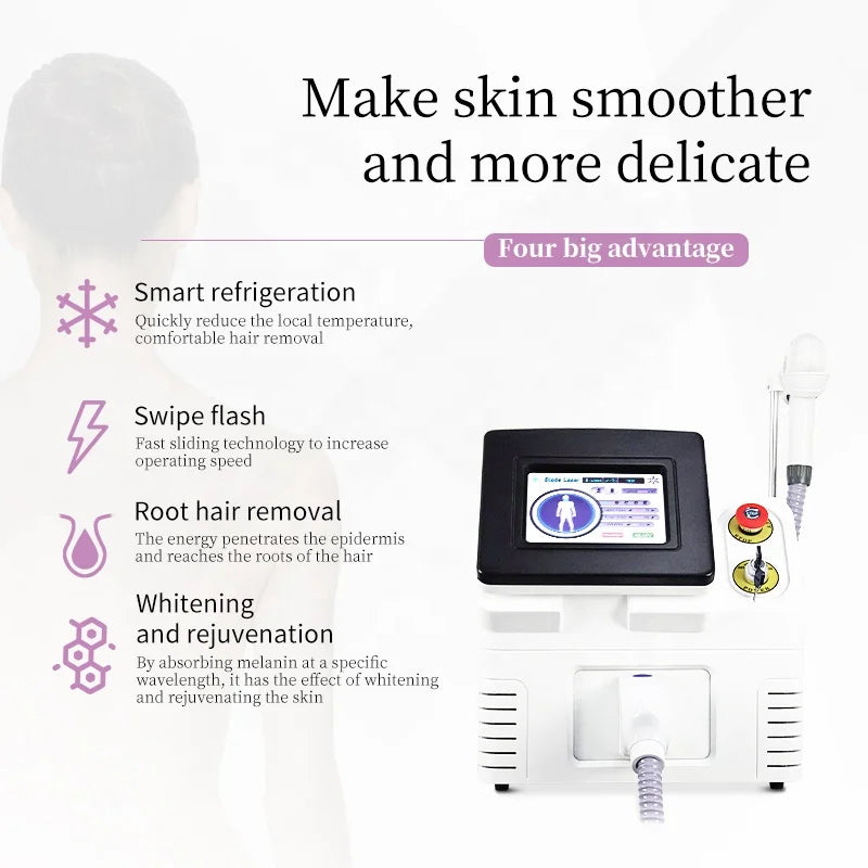 Portable 1200W A-LMA Platinum Beauty Machine High 808 Diode Laser for Hair Removal Skin Rejuvenation 6 Bars Diode Laser